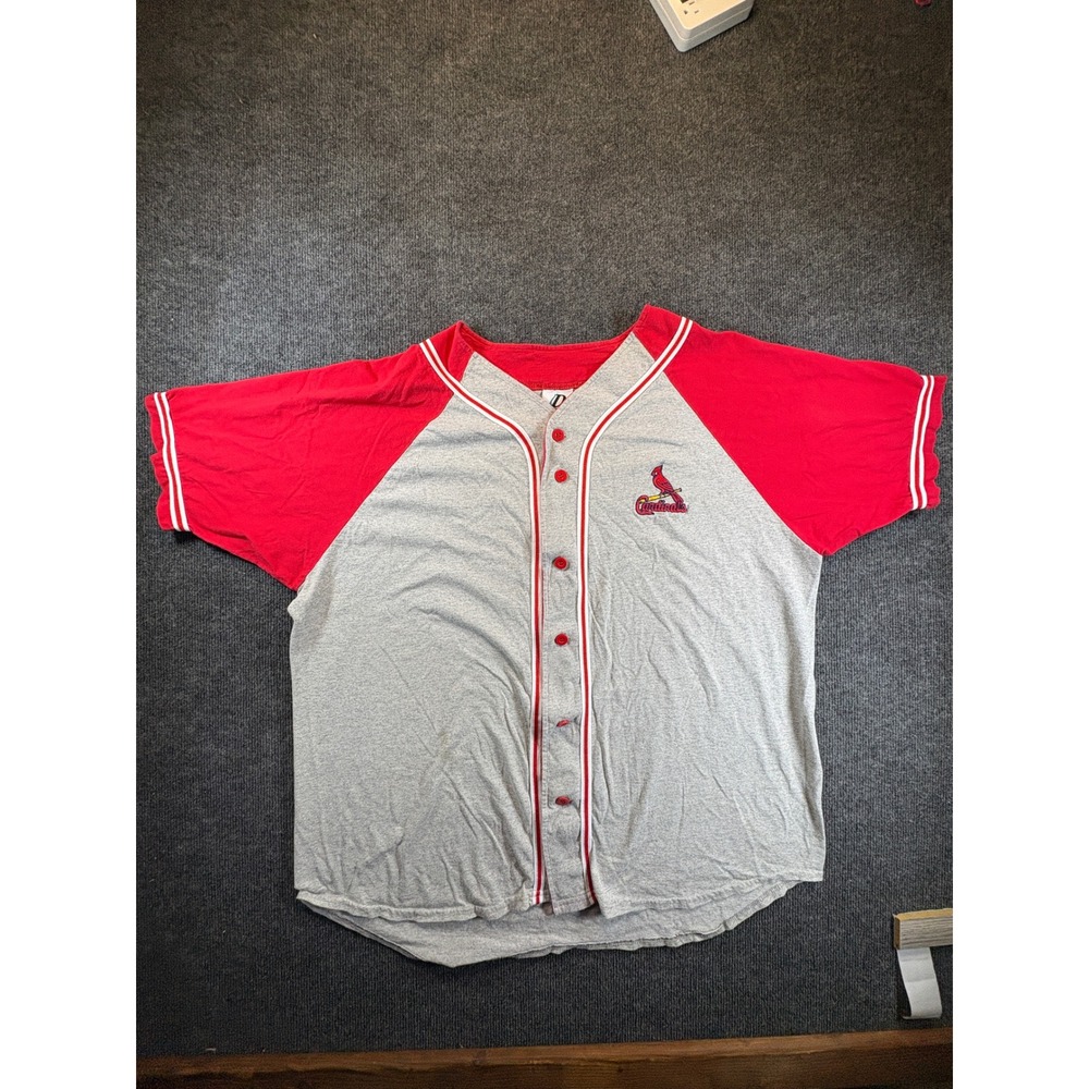 Dynasty St Louis Cardinals Baseball Jersey XXL Grey Red Cotton Button Front MLB